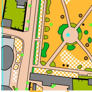 Map fragment – the park and its radiating paths in central Ventspils